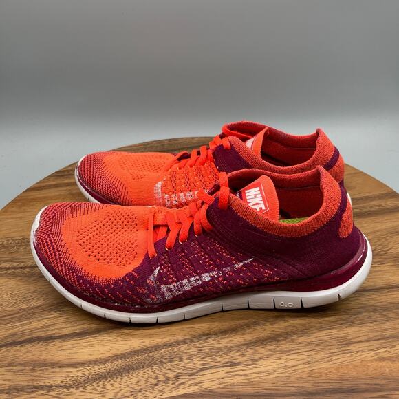 Nike Free 4.0 Flyknit Shoes Womens Size 9.5 Fire Red Running Comfort Walking Gym - Picture 3 of 8